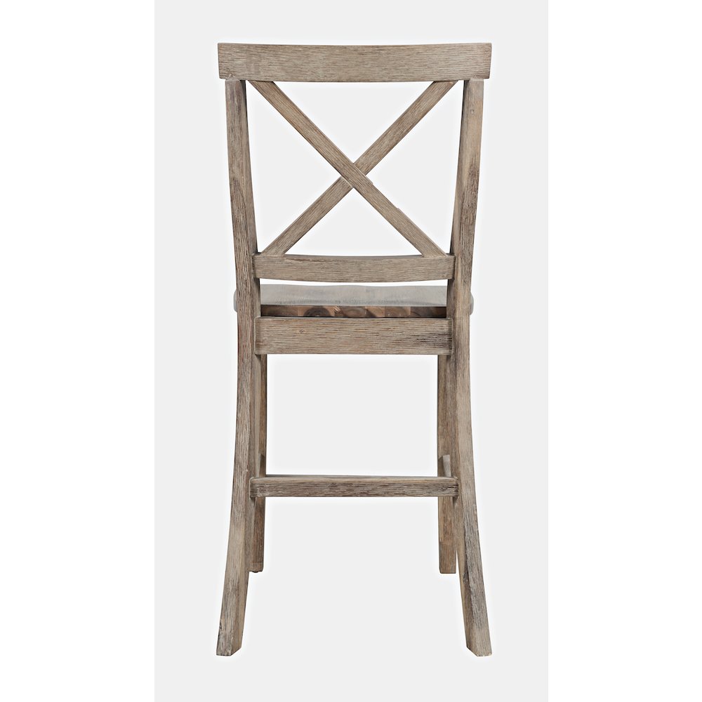 Eastern Tides Coastal Wire-Brushed Wood X-Back Counter Barstool (Set of 2). Picture 5