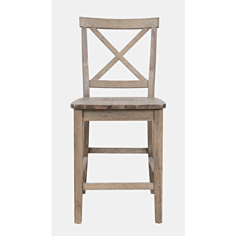 Eastern Tides Coastal Wire-Brushed Wood X-Back Counter Barstool (Set of 2). Picture 1