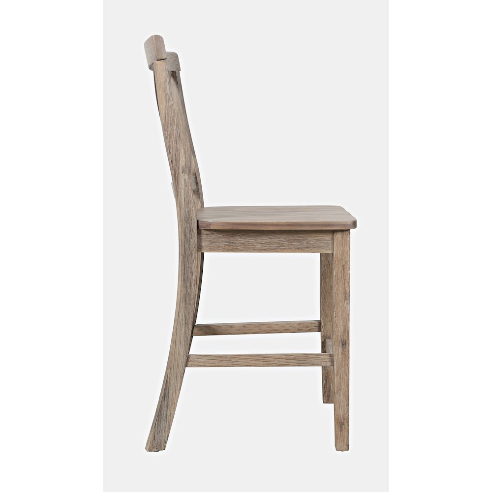 Eastern Tides Coastal Wire-Brushed Wood X-Back Counter Barstool (Set of 2). Picture 4