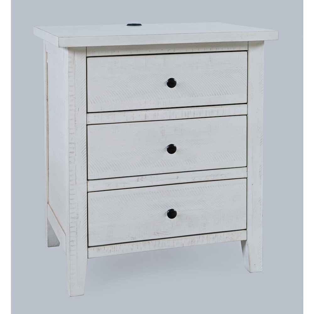 Maxton Contemporary Coastal Distressed Wood USB Charging Nightstand. Picture 2