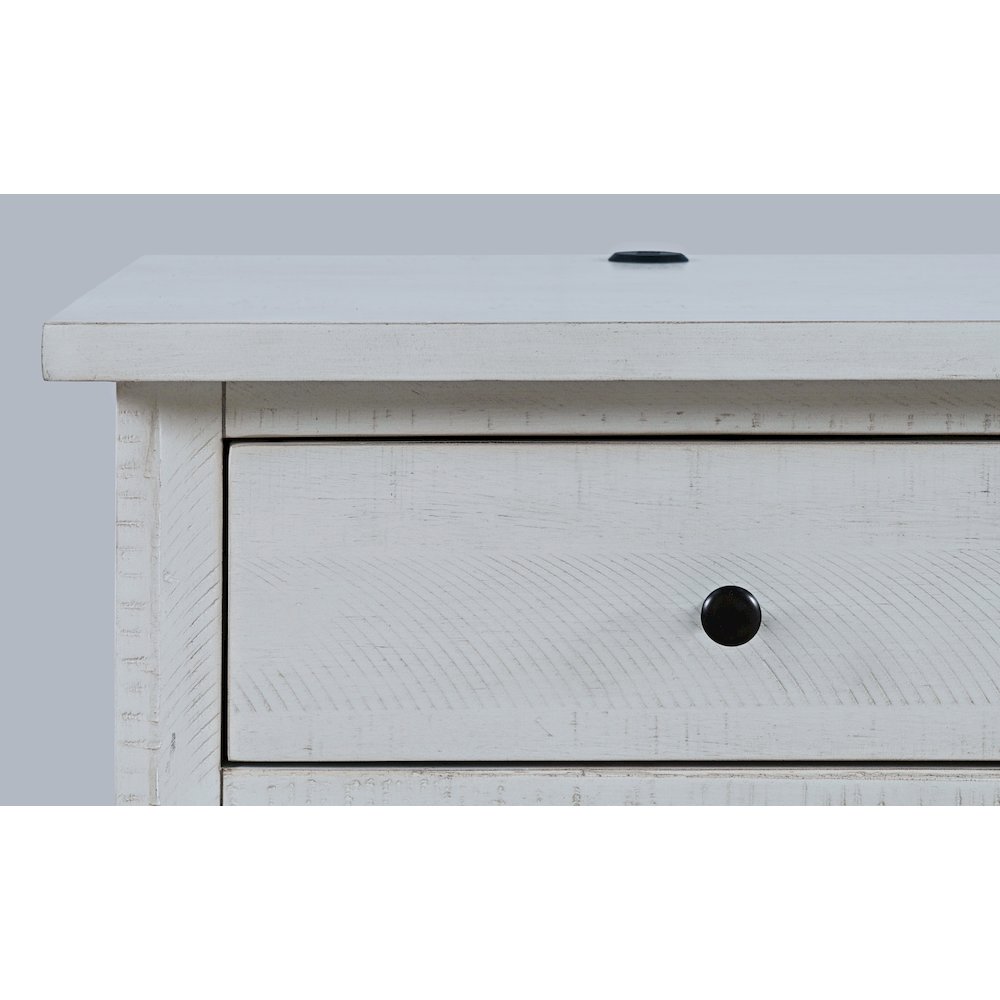 Maxton Contemporary Coastal Distressed Wood USB Charging Nightstand. Picture 3