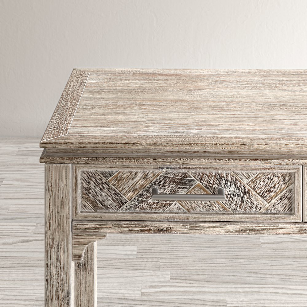 Gramercy Mid-Century Modern Chevron Three Drawer USB Charging Desk. Picture 3