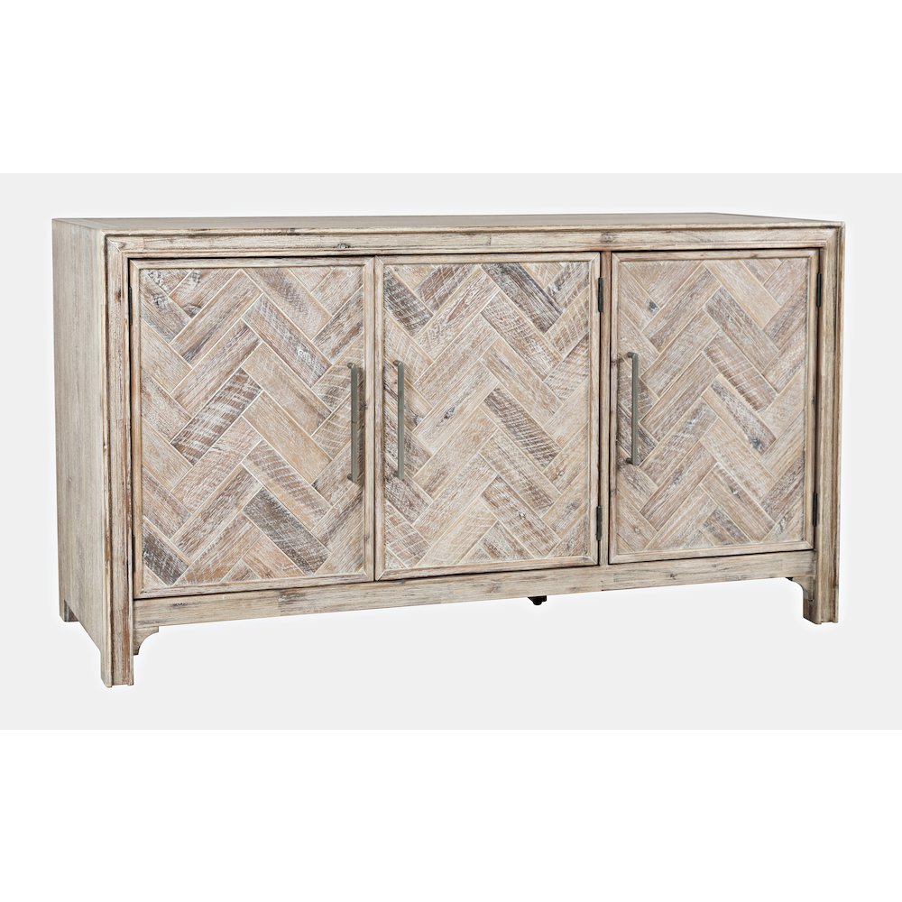 Gramercy Mid-Century Modern Chevron Three Door 60" Accent Cabinet. Picture 3