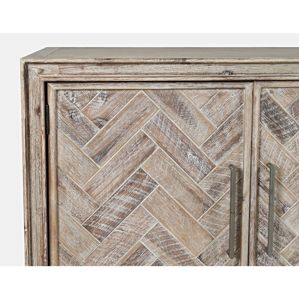 Gramercy Mid-Century Modern Chevron Three Door 60" Accent Cabinet. Picture 4