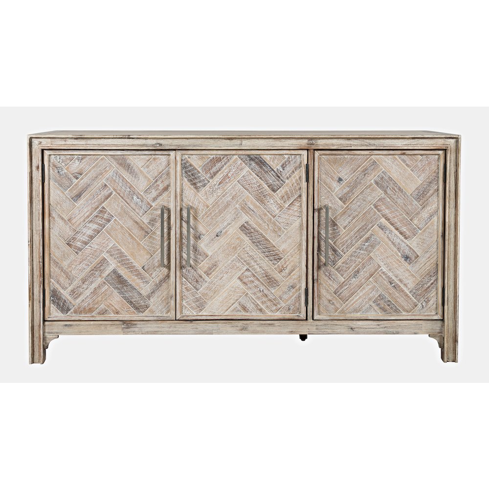 Gramercy Mid-Century Modern Chevron Three Door 60" Accent Cabinet. Picture 1