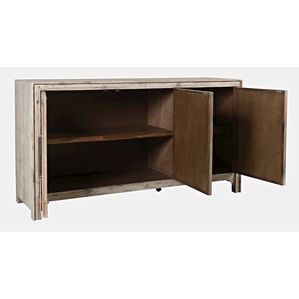 Gramercy Mid-Century Modern Chevron Three Door 60" Accent Cabinet. Picture 6