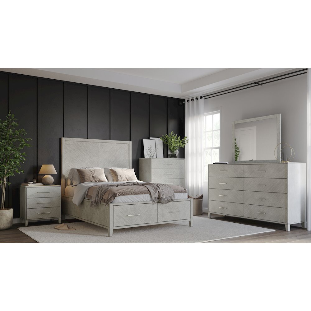 Contemporary Modern 28" USB Charging Nightstand with Drawers and Metal Hardware. Picture 9