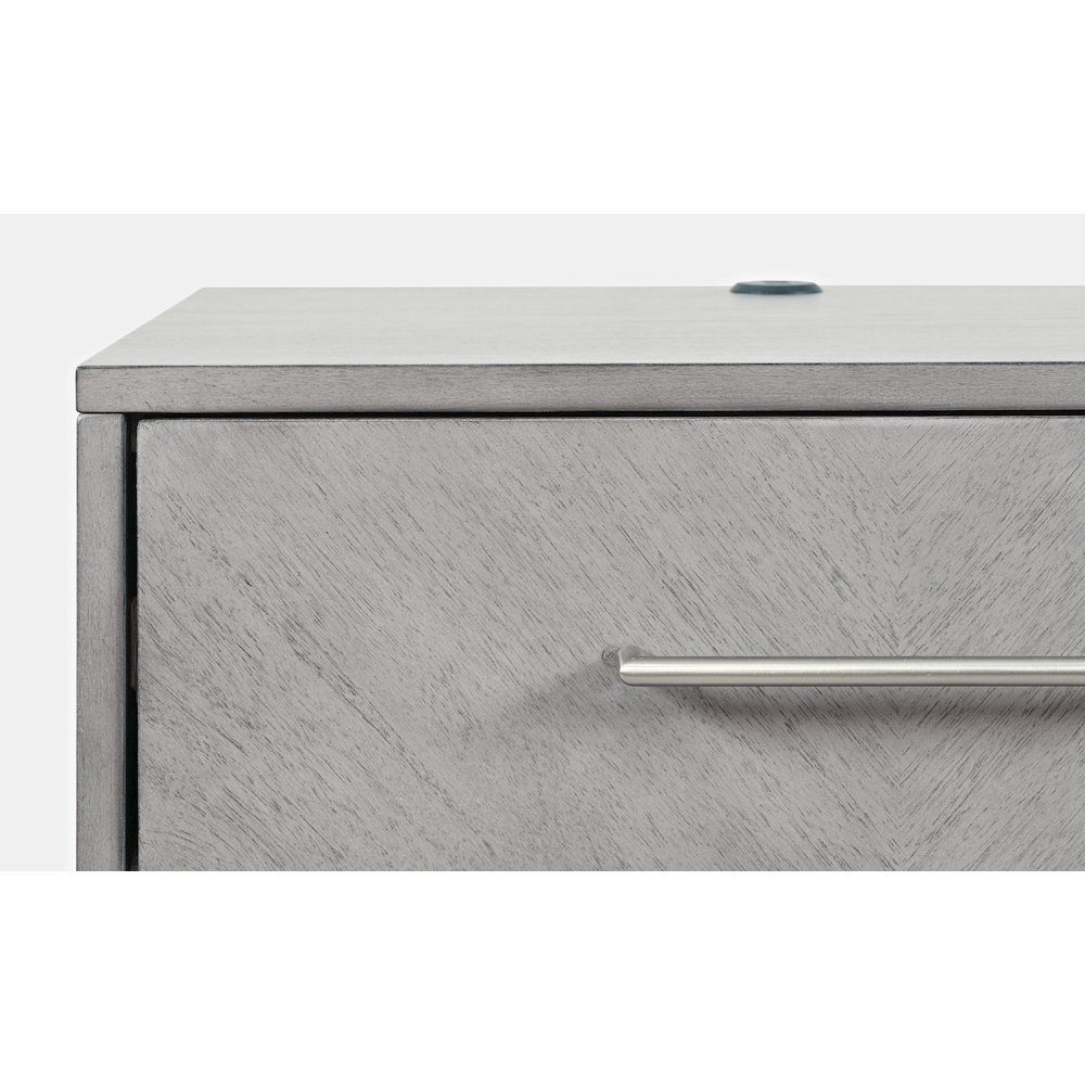 Contemporary Modern 28" USB Charging Nightstand with Drawers and Metal Hardware. Picture 4