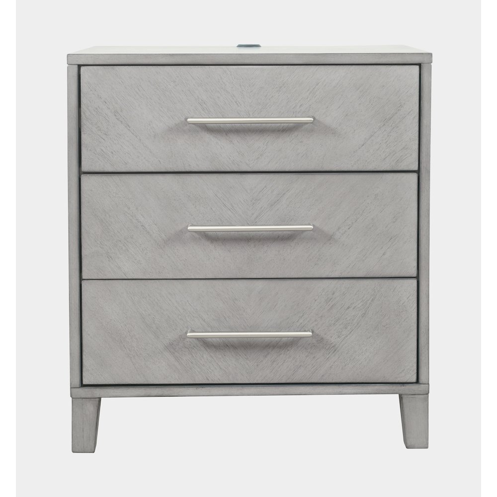 Contemporary Modern 28" USB Charging Nightstand with Drawers and Metal Hardware. Picture 1