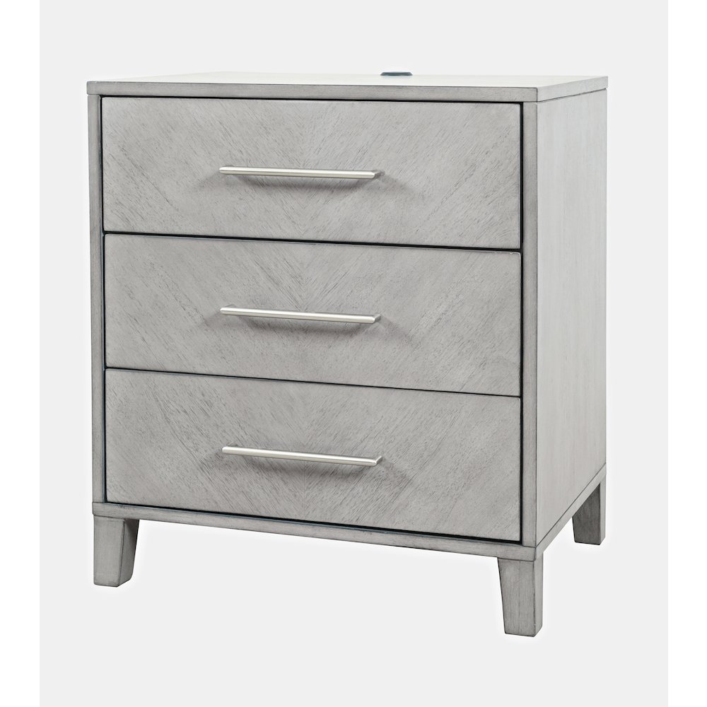 Contemporary Modern 28" USB Charging Nightstand with Drawers and Metal Hardware. Picture 2