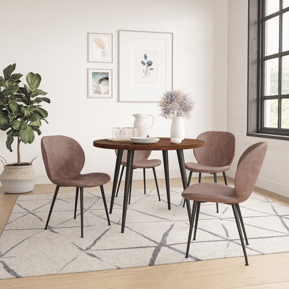 Prelude 42" Round Modern Solid Acacia Wood Dining Table. Picture 6