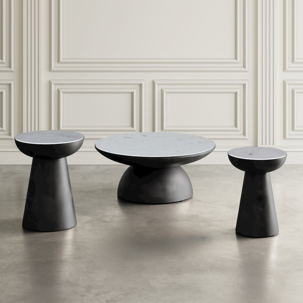 Circularity Modern Luxury Marble and Iron 15" Round Pedestal Chairside End Table. Picture 11