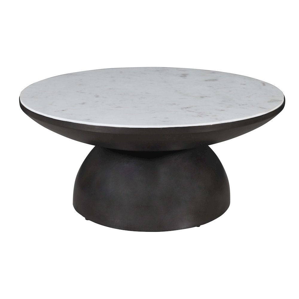 Circularity Modern Luxury Marble and Iron 35" Round Pedestal Coffee Table. Picture 3