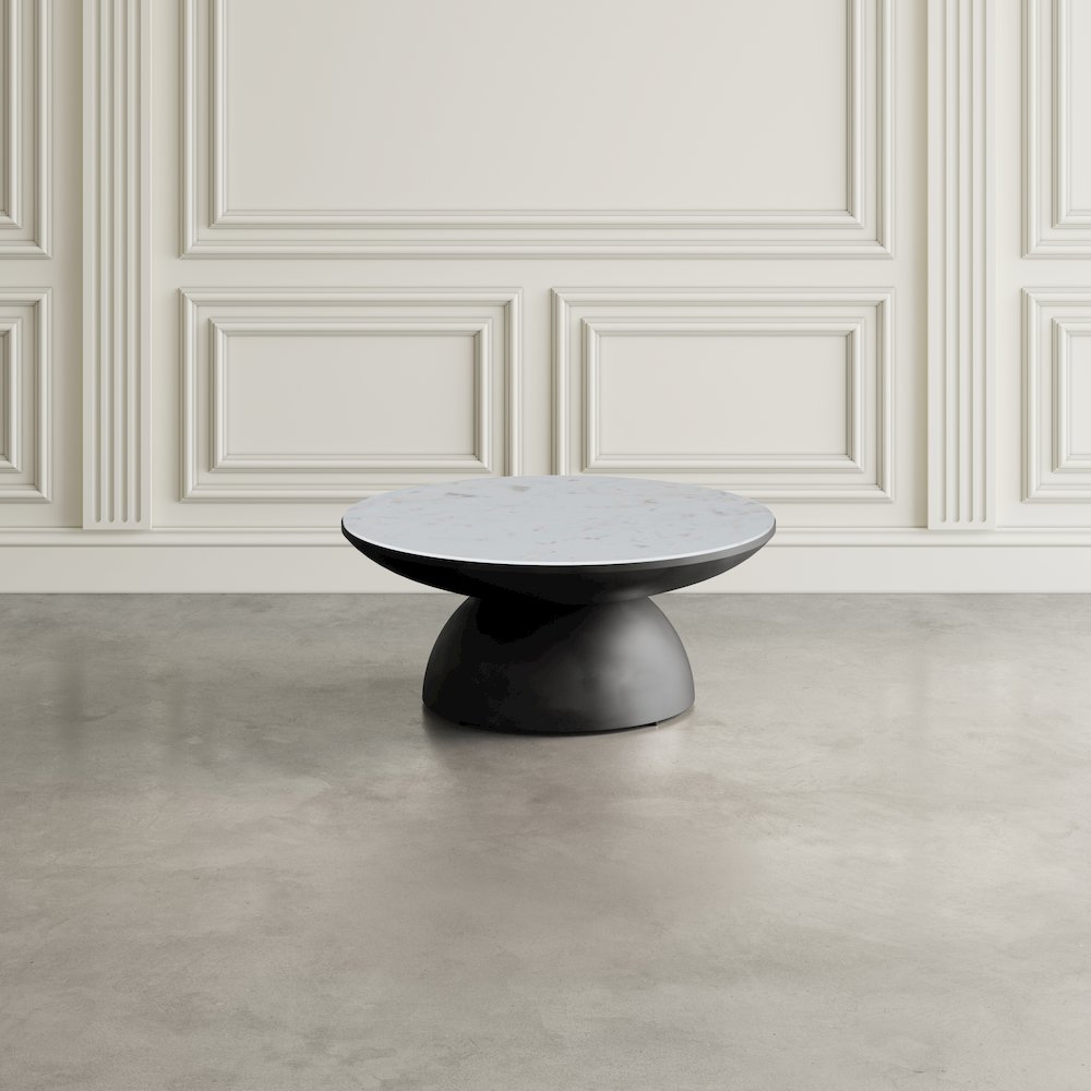 Circularity Modern Luxury Marble and Iron 35" Round Pedestal Coffee Table. Picture 9