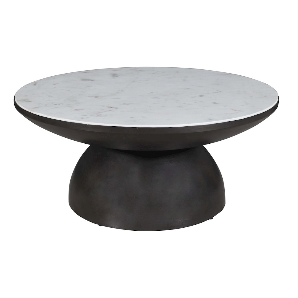 Circularity Modern Luxury Marble and Iron 35" Round Pedestal Coffee Table. Picture 2
