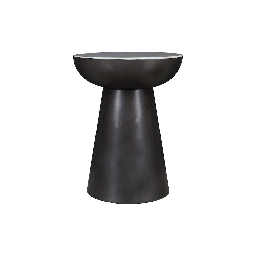 Circularity Modern Luxury Marble and Iron 18" Round Pedestal End Table. Picture 1