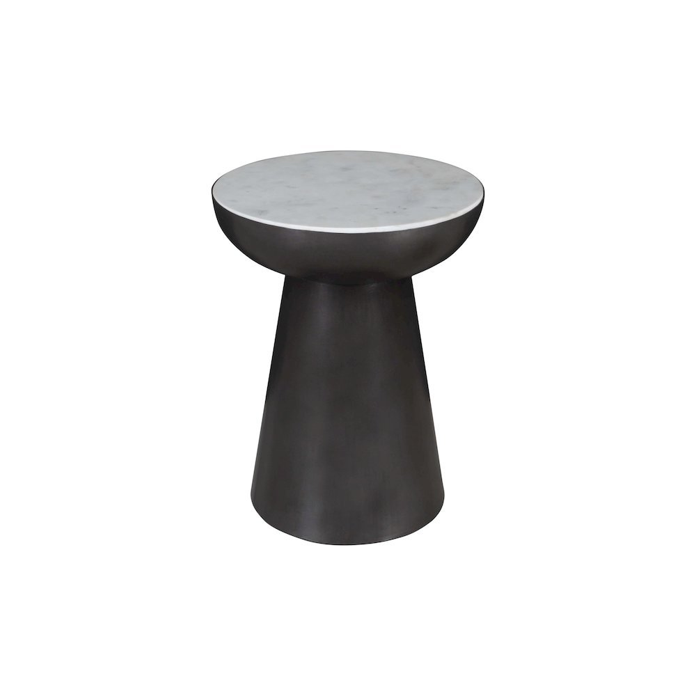 Circularity Modern Luxury Marble and Iron 18" Round Pedestal End Table. Picture 2