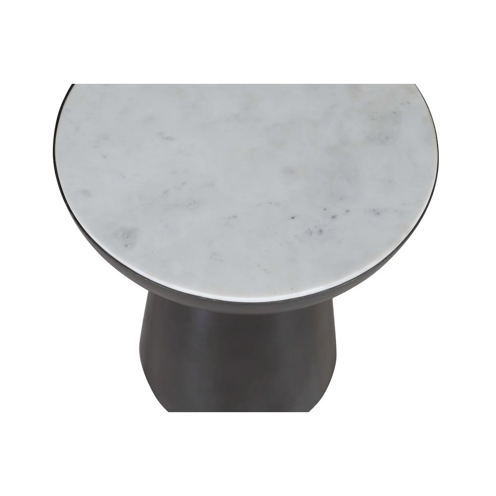 Circularity Modern Luxury Marble and Iron 18" Round Pedestal End Table. Picture 4