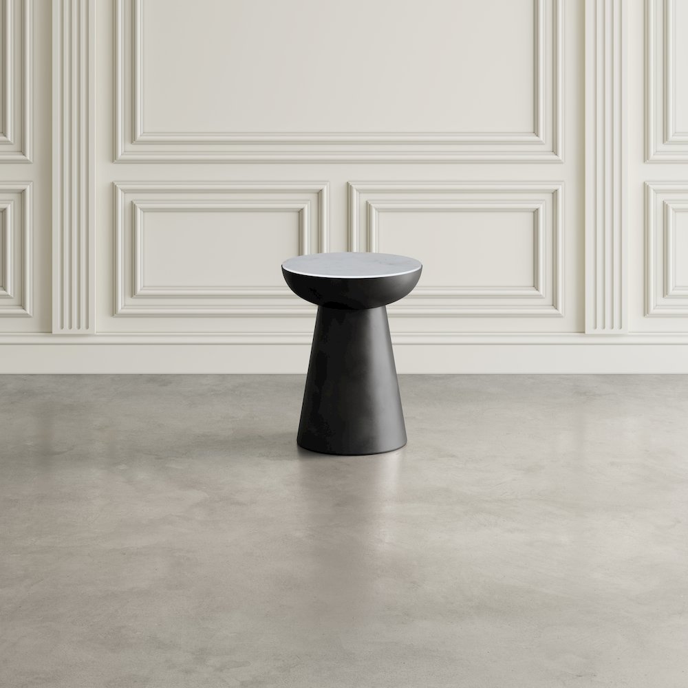Circularity Modern Luxury Marble and Iron 18" Round Pedestal End Table. Picture 9