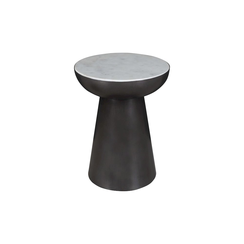 Circularity Modern Luxury Marble and Iron 18" Round Pedestal End Table. Picture 3