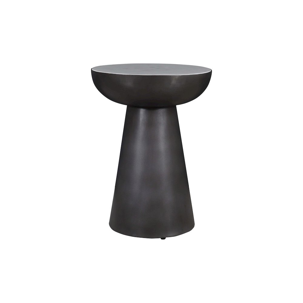 Circularity Modern Luxury Marble and Iron 15" Round Pedestal Chairside End Table. Picture 1
