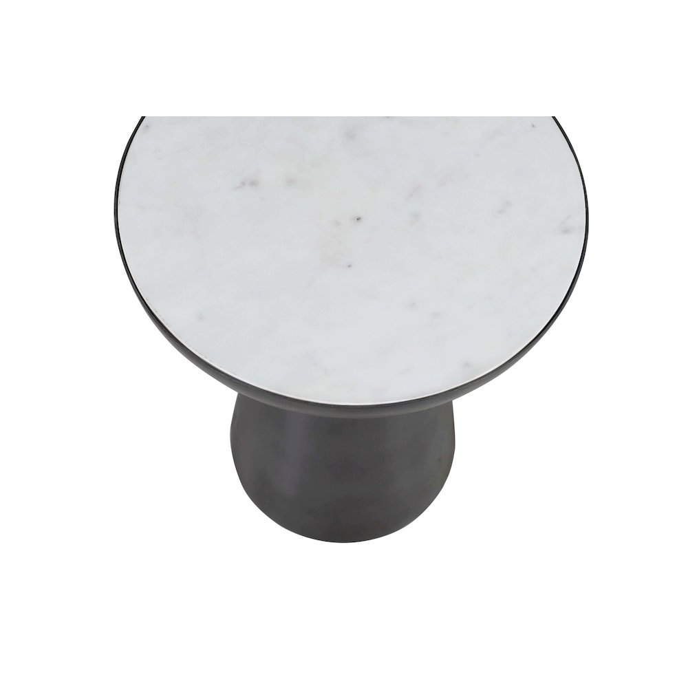 Circularity Modern Luxury Marble and Iron 15" Round Pedestal Chairside End Table. Picture 5
