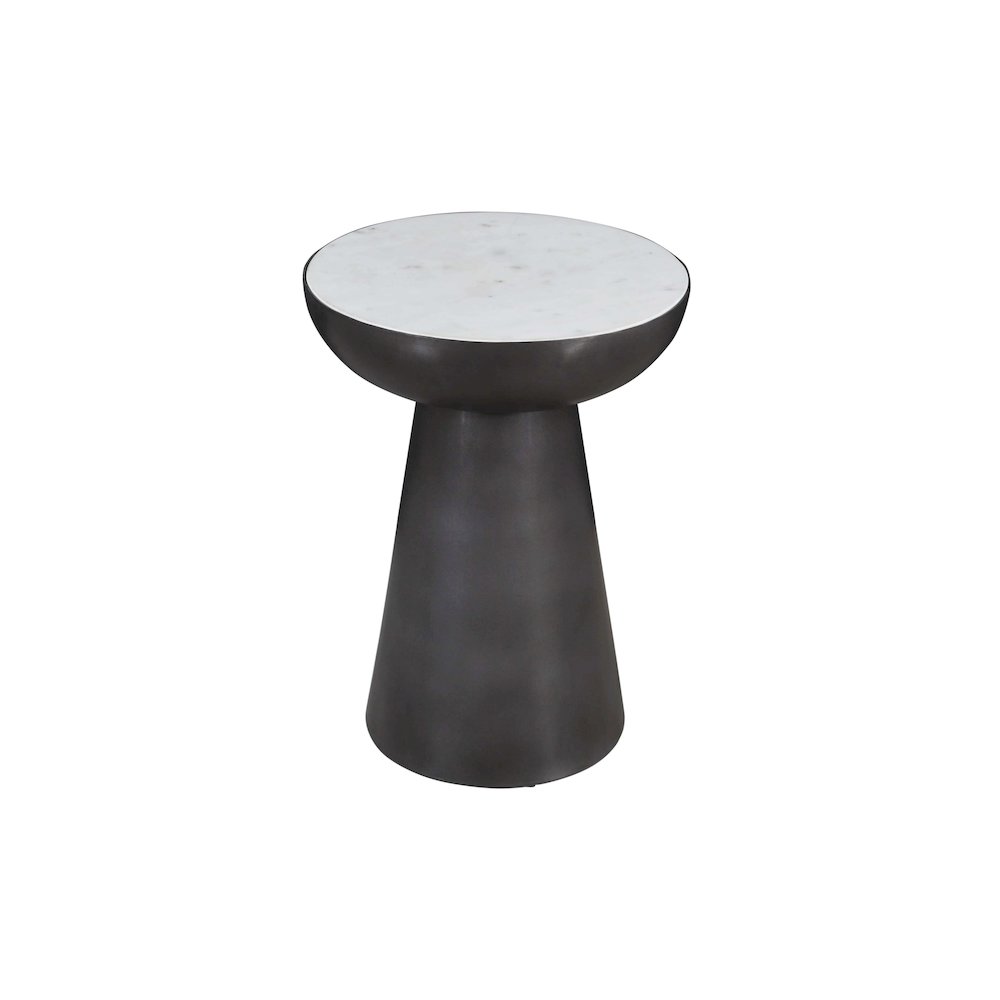 Circularity Modern Luxury Marble and Iron 15" Round Pedestal Chairside End Table. Picture 3