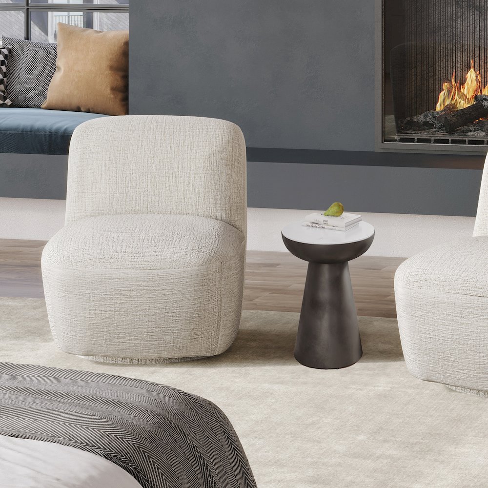 Circularity Modern Luxury Marble and Iron 15" Round Pedestal Chairside End Table. Picture 9