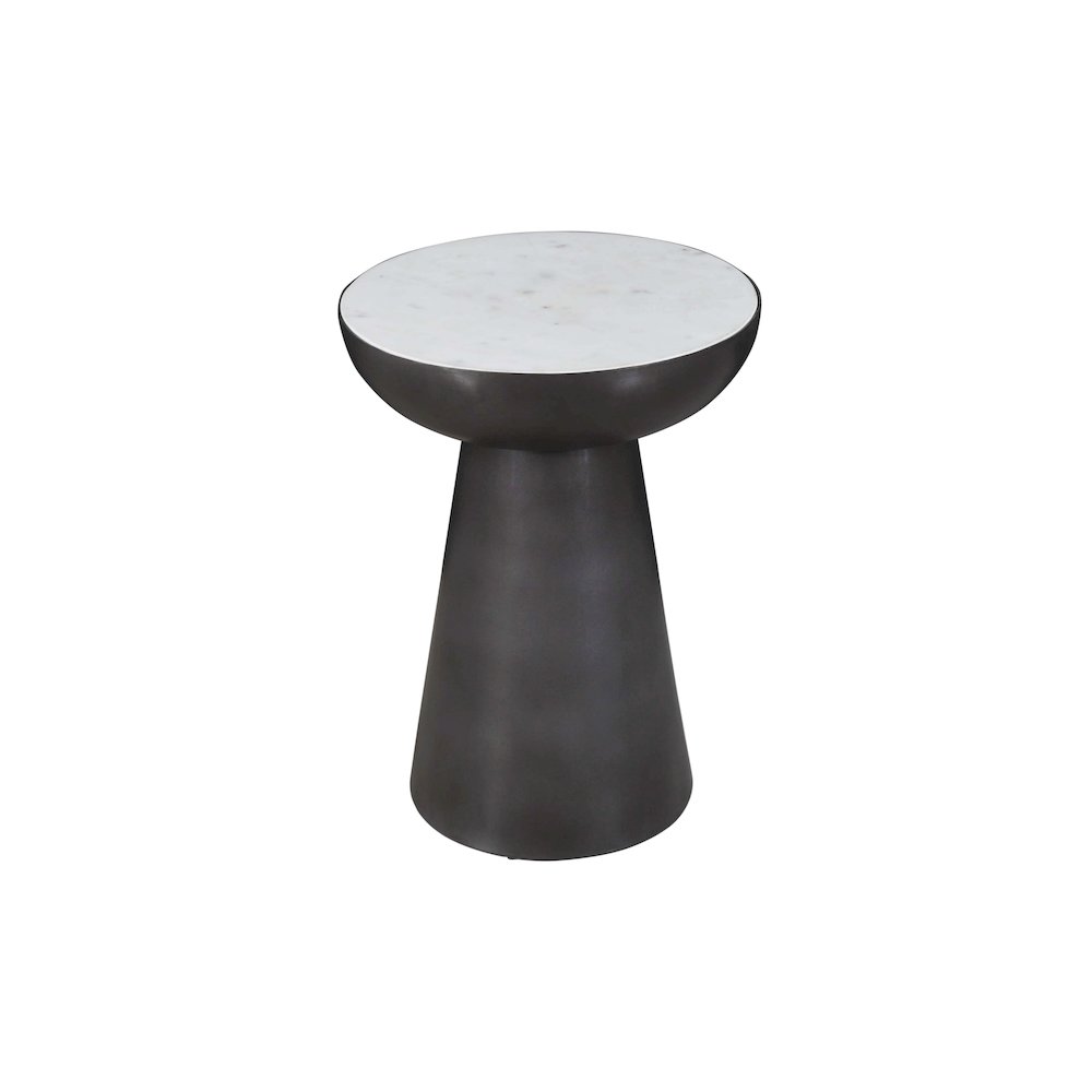 Circularity Modern Luxury Marble and Iron 15" Round Pedestal Chairside End Table. Picture 4