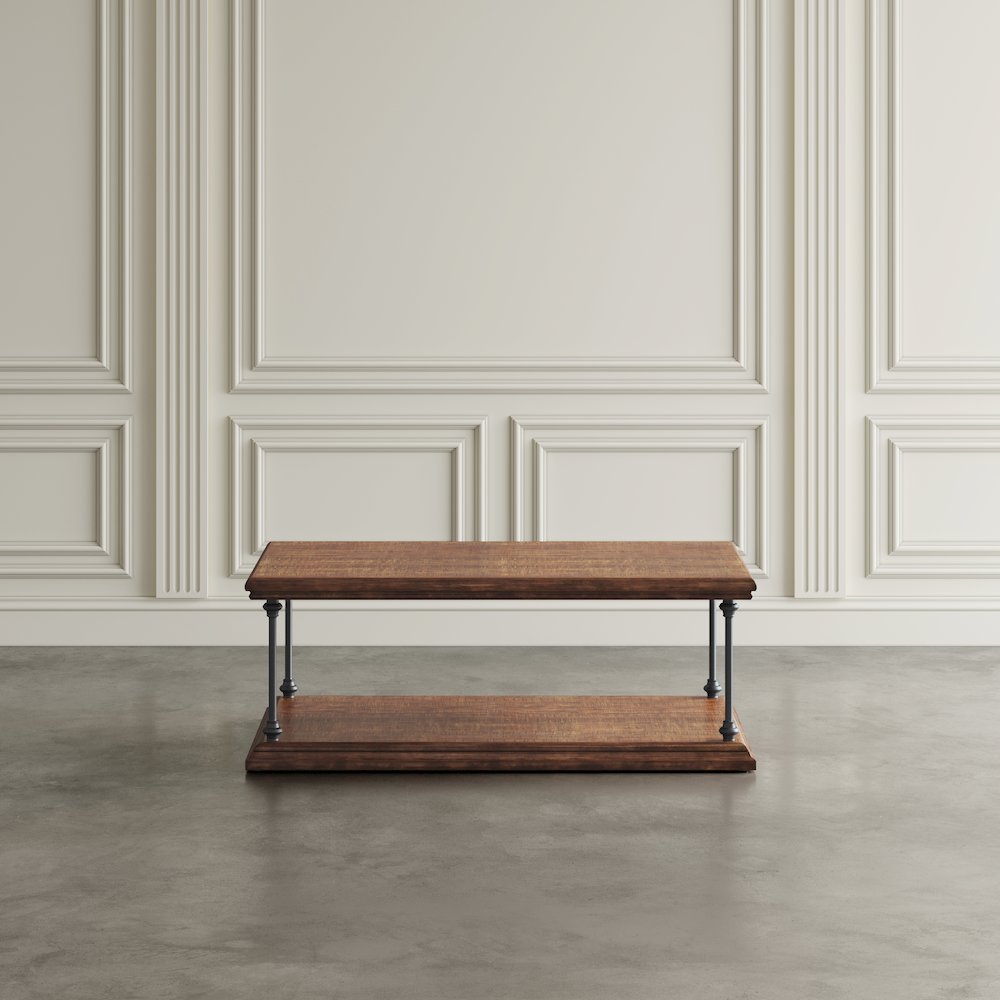Larson Modern Industrial 50" Solid Wood Coffee Table with Storage. Picture 9