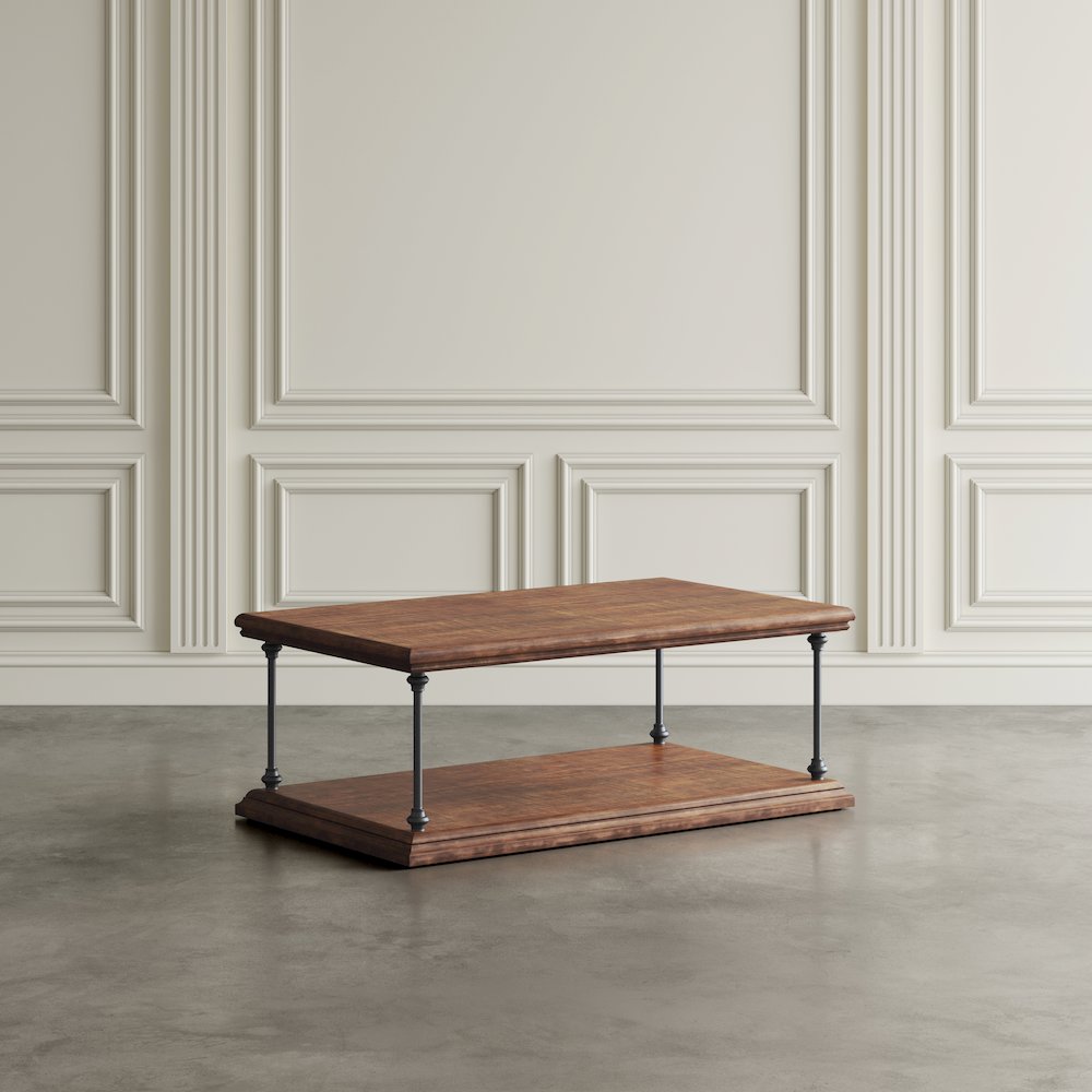 Larson Modern Industrial 50" Solid Wood Coffee Table with Storage. Picture 10
