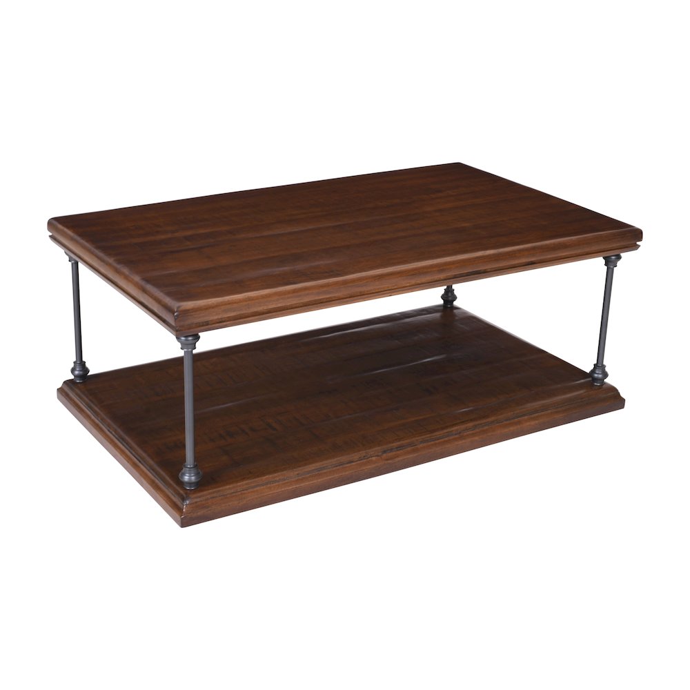 Larson Modern Industrial 50" Solid Wood Coffee Table with Storage. Picture 2