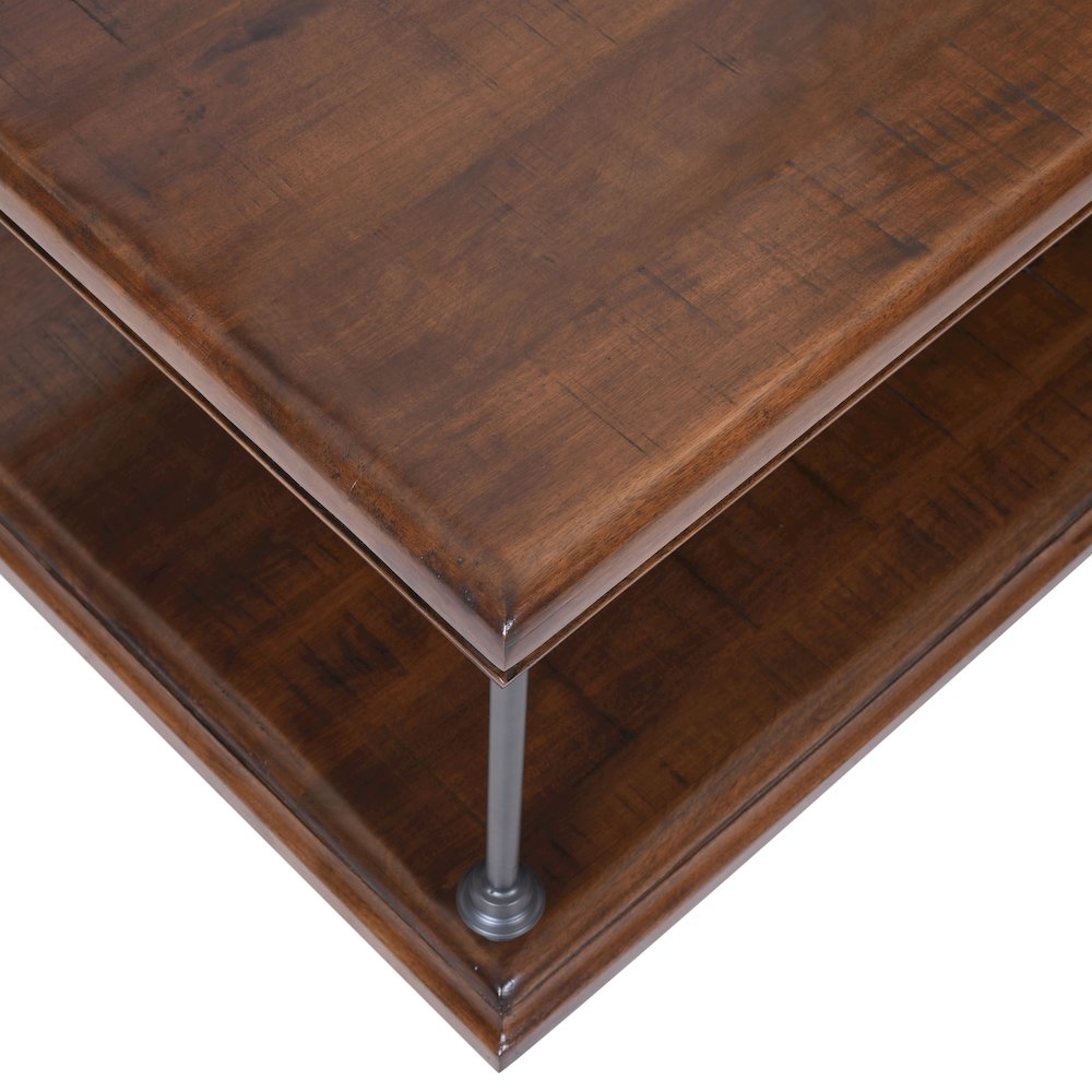 Larson Modern Industrial 50" Solid Wood Coffee Table with Storage. Picture 5