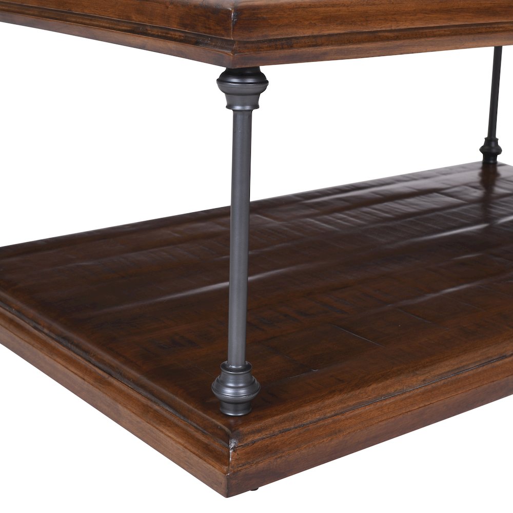 Larson Modern Industrial 50" Solid Wood Coffee Table with Storage. Picture 3