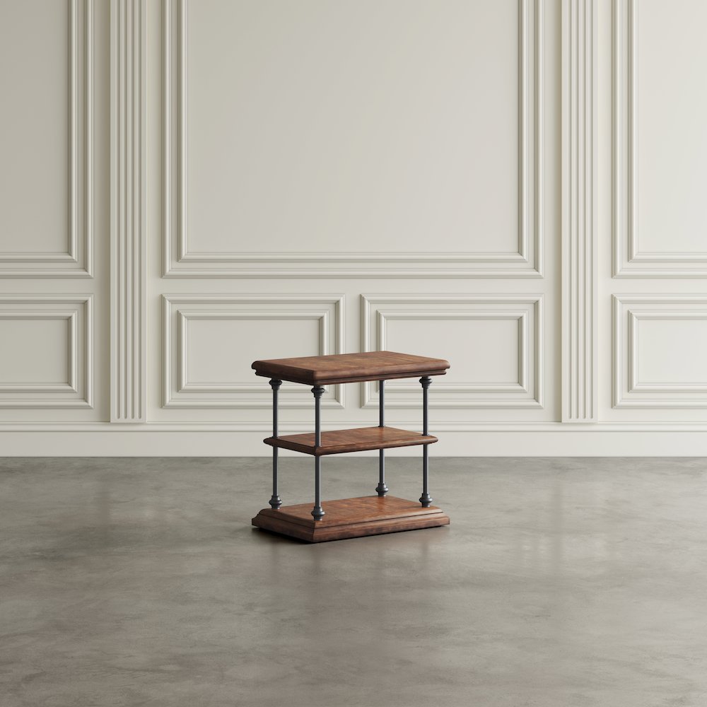 Larson Modern Industrial Solid Wood Chairside End Table with Storage. Picture 9