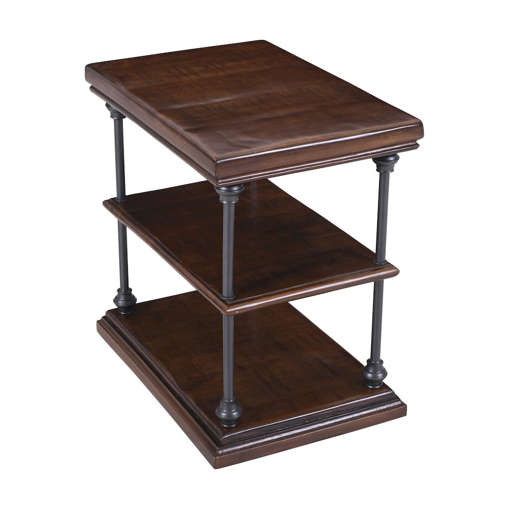 Larson Modern Industrial Solid Wood Chairside End Table with Storage. Picture 2
