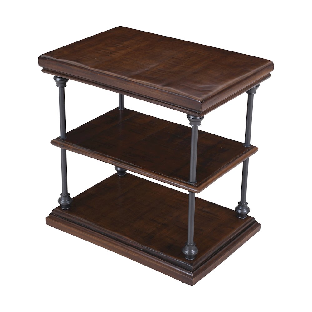 Larson Modern Industrial Solid Wood Chairside End Table with Storage. Picture 4