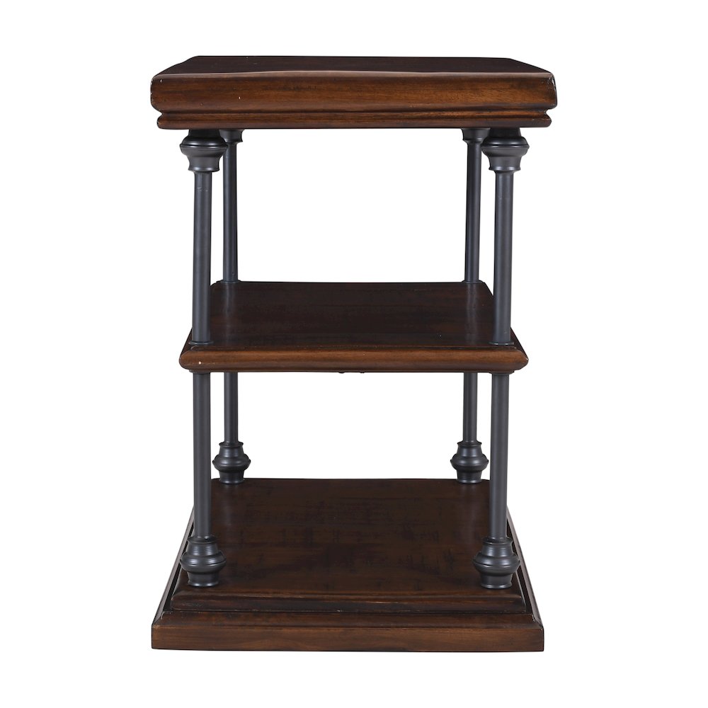 Larson Modern Industrial Solid Wood Chairside End Table with Storage. Picture 1