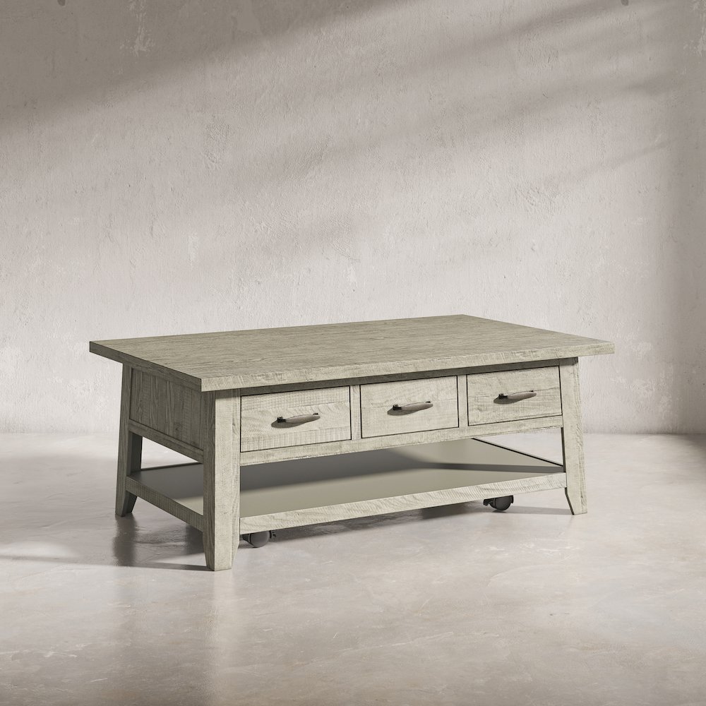 Rustic Farmhouse Solid Wood 50" Coffee Table. Picture 11