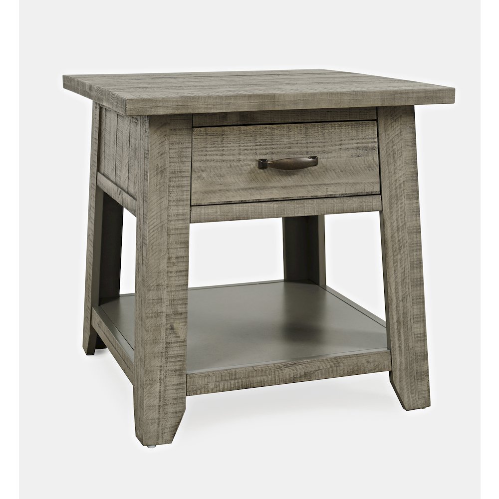 Telluride Rustic Farmhouse Solid Wood End Table with Storage. Picture 2