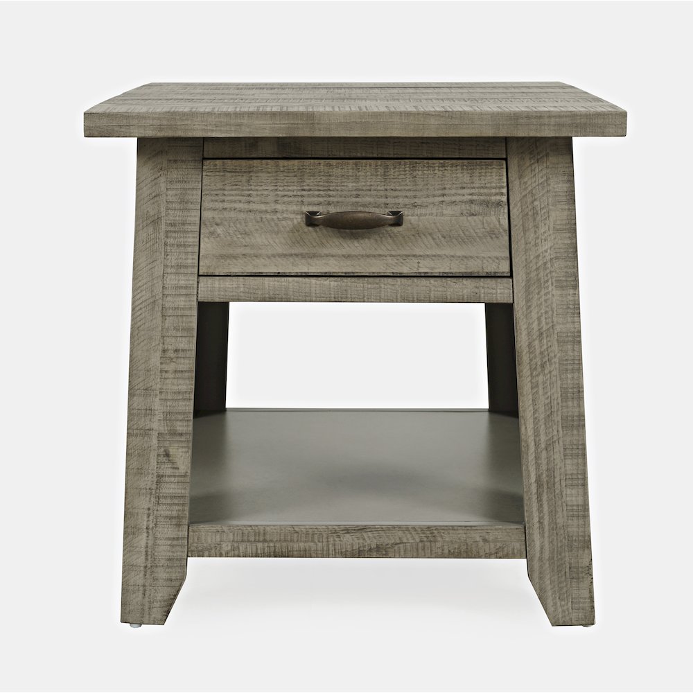 Telluride Rustic Farmhouse Solid Wood End Table with Storage. Picture 1