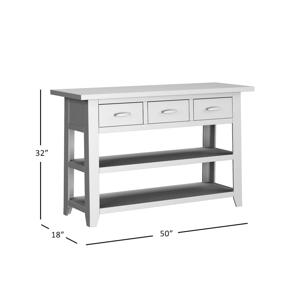 Rustic Farmhouse Solid Wood 50" Sofa Table with Drawers and Two Shelves. Picture 7