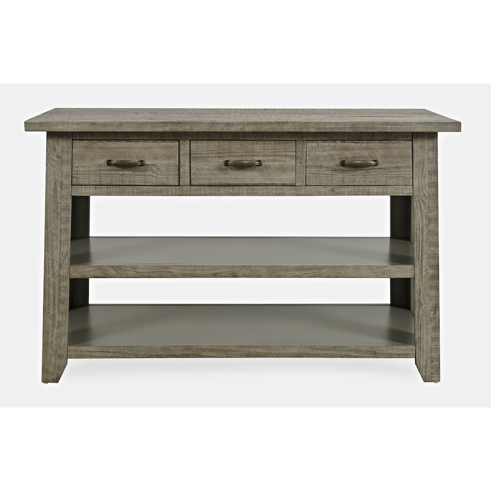 Rustic Farmhouse Solid Wood 50" Sofa Table with Drawers and Two Shelves. Picture 1