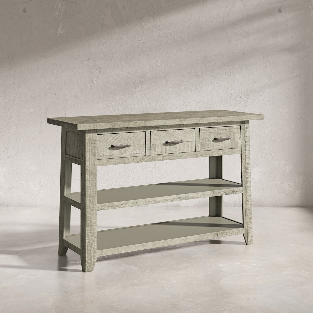 Rustic Farmhouse Solid Wood 50" Sofa Table with Drawers and Two Shelves. Picture 10