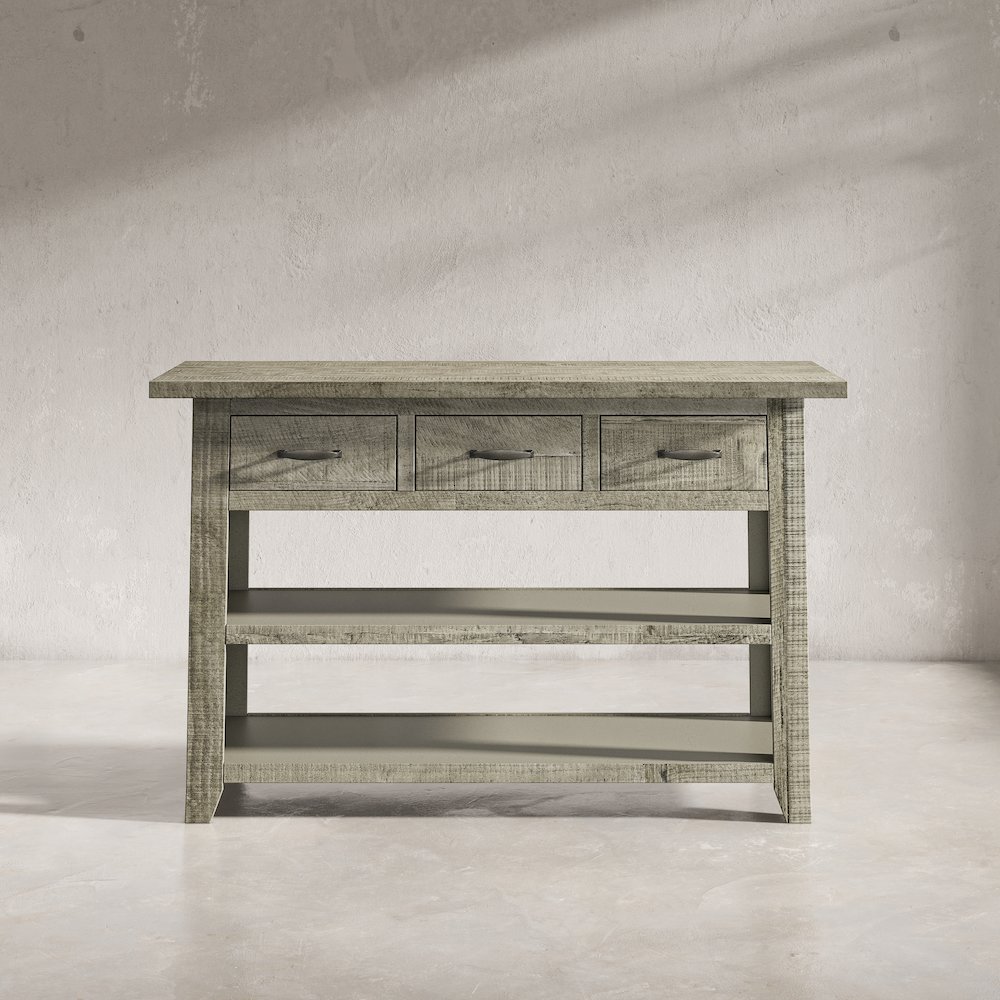 Rustic Farmhouse Solid Wood 50" Sofa Table with Drawers and Two Shelves. Picture 9
