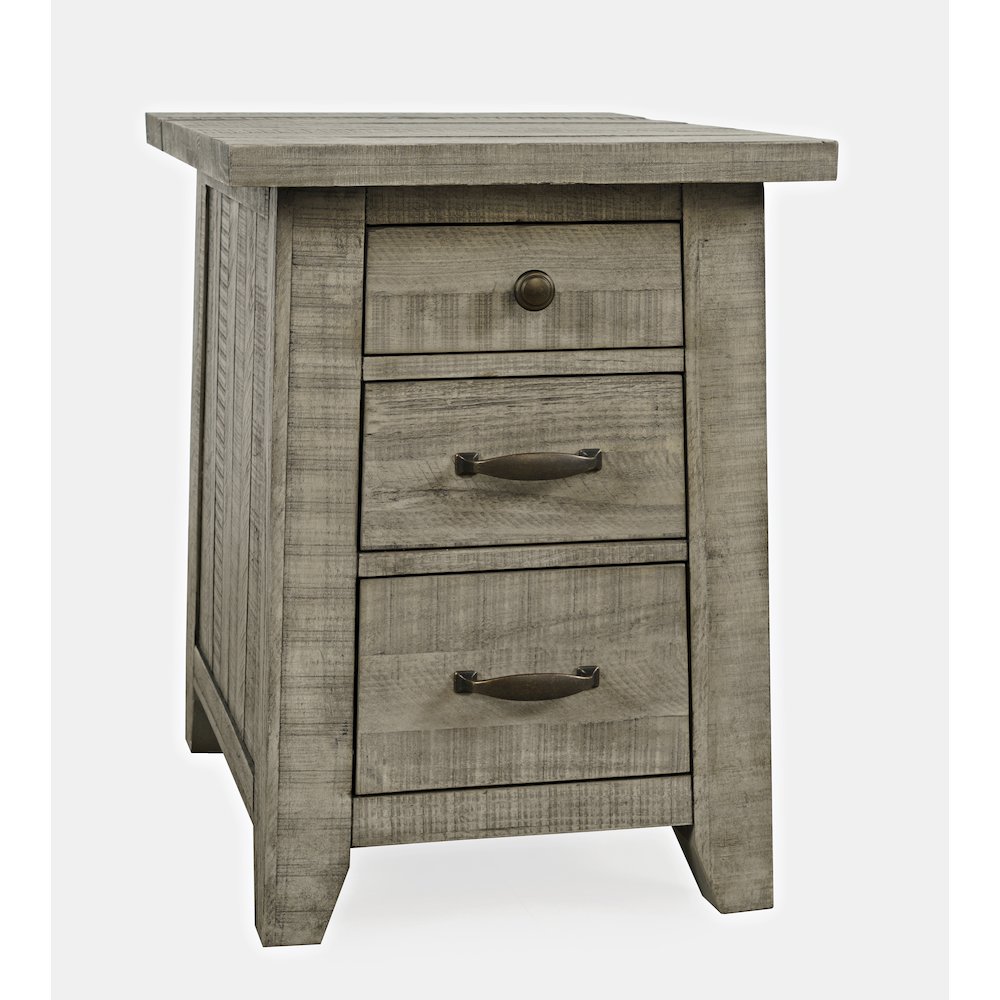 Telluride Rustic Farmhouse Solid Wood USB Charging Chairside End Table. Picture 2