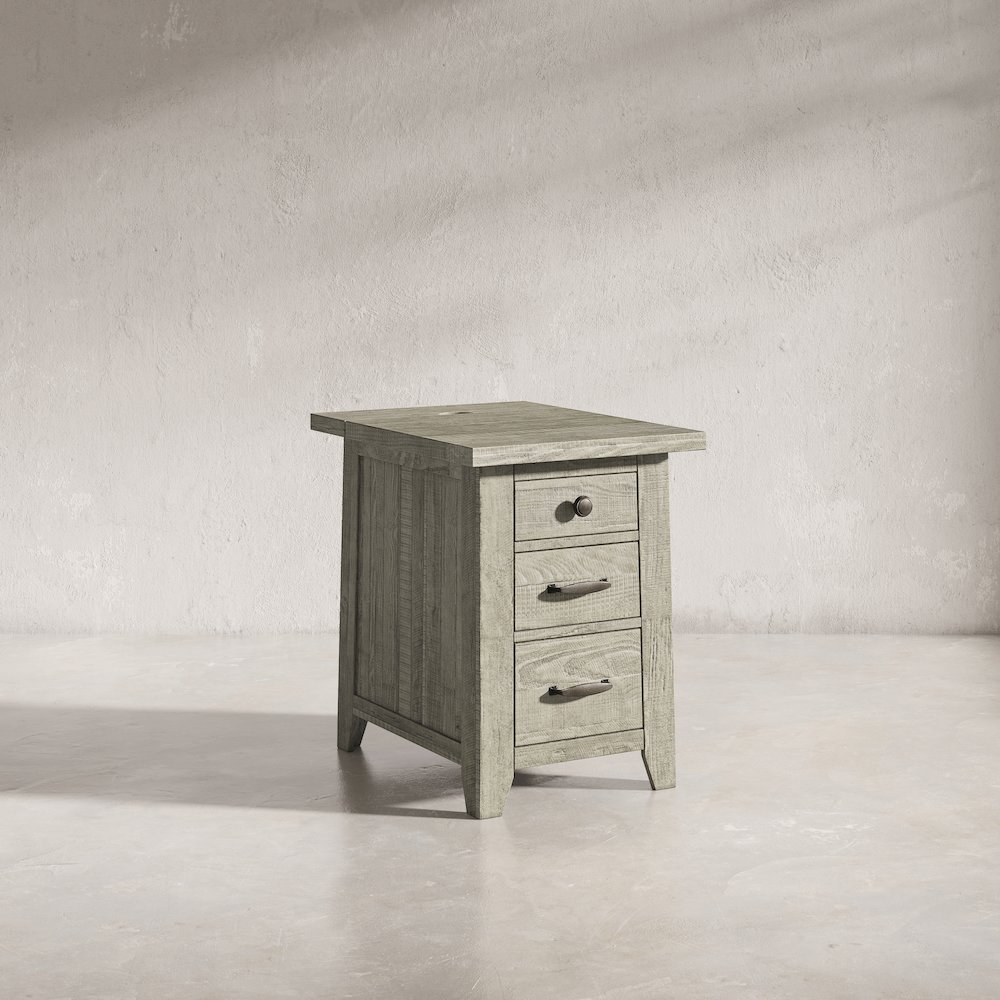 Telluride Rustic Farmhouse Solid Wood USB Charging Chairside End Table. Picture 12
