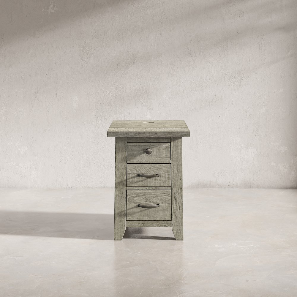 Telluride Rustic Farmhouse Solid Wood USB Charging Chairside End Table. Picture 11