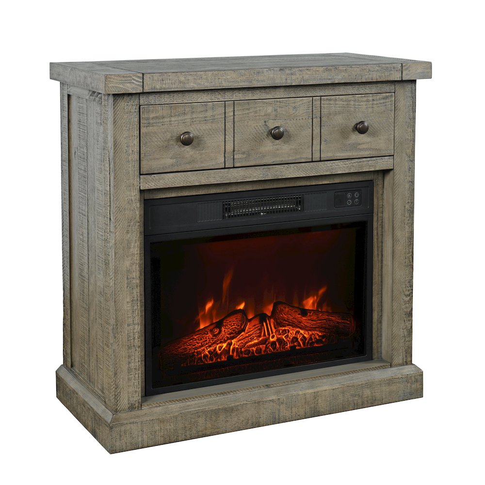 Telluride Rustic Farmhouse Solid Wood 32" Electric Fireplace TV Stand Console. Picture 2