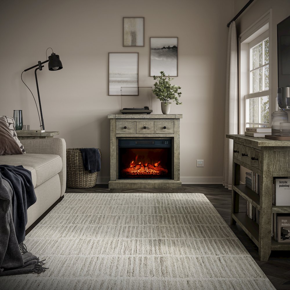 Telluride Rustic Farmhouse Solid Wood 32" Electric Fireplace TV Stand Console. Picture 9